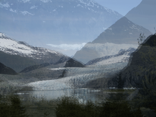 Four view mix of Mendenhall Glacier